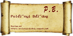Polónyi Bódog névjegykártya